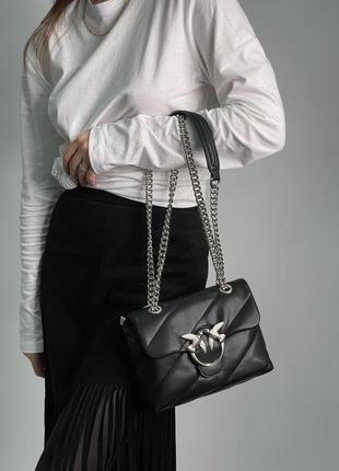 Женская сумка pinko baby love bag puff maxi quilt black/silver4 фото