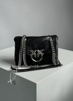 Женская сумка pinko baby love bag puff maxi quilt black/silver1 фото