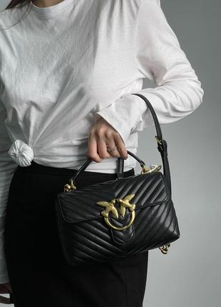 Женская сумка pinko mini classic lady love bag puff chevron black/gold