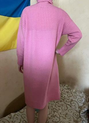 💕 новое теплое зимнее розовое оверсайз платье свитер миди 💕2 фото