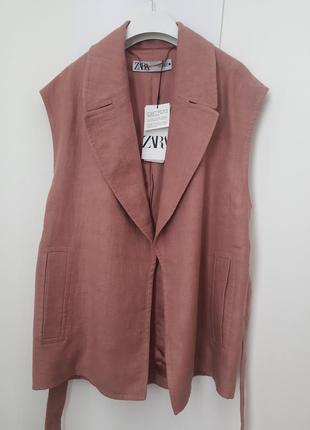 Піджак zara, розмір xs-s (великомірка), тканина льон