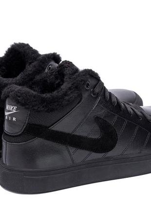 Чоловічі зимові черевики nike black leather3 фото