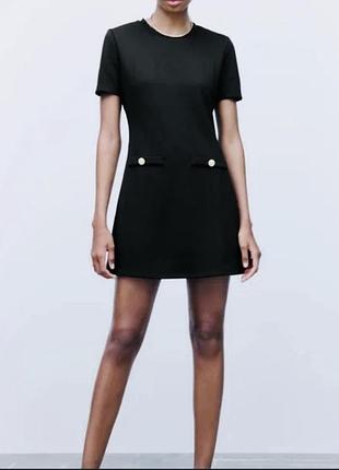 Сукня чорна маленька міні плаття чорне з гудзиками zara- s