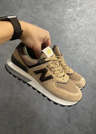Шикарні чоловічі кросівки new balance 574 beige brown classic premium бежеві