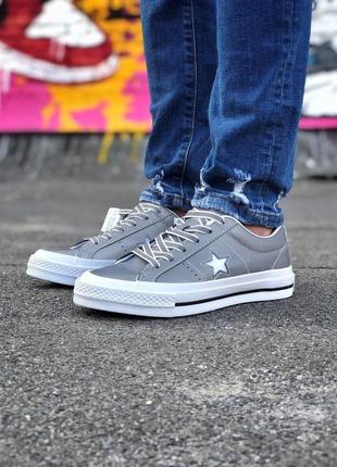 Кеды женские, мужские converse one star low, серые (конверс, конверсы, кроссовки, кеди, кросівки)3 фото