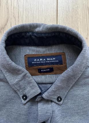 Сіра сорочка з контрастними ліктями zara man 🛍️1+1=3🛍️4 фото