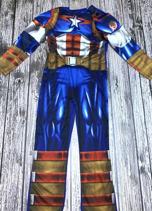Новогодний костюм капитан америка с маской для мальчика 9-10 лет, 134-140 см2 фото