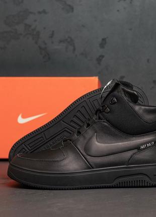 Мужские зимние ботинки nike black leather4 фото