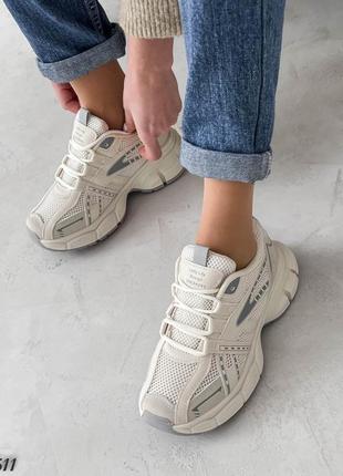 Жіночі кросівки, беж/сірий, екошкіра7 фото