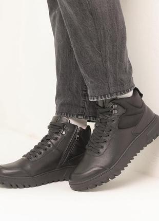 Ботинки мужские зимние цигейка черные
