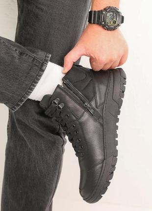 Ботинки мужские зимние цигейка черные