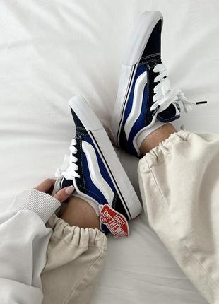 Женские кроссовки vans knu old skool navy blue premium / ванс олд скул синие премиум4 фото