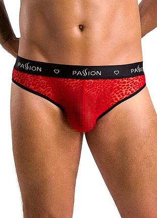 Эротические мужские полупрозрачные трусы passion red, принт леопард