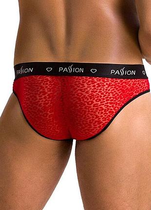 Эротические мужские полупрозрачные трусы passion red, принт леопард