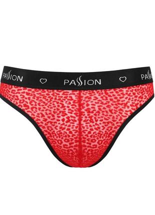 Эротические мужские полупрозрачные трусы passion red, принт леопард