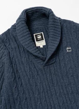 G-star raw wool nimrod shawl collar cable knit sweater  мужской свитер