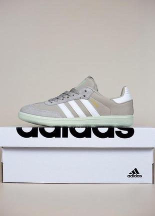 Красивейшие женские кроссовки boston adidas samba og beige white бежевые с белым