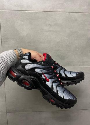 Классные мужские кроссовки nike air max tn plus grey black red чёрно-серые с красным5 фото