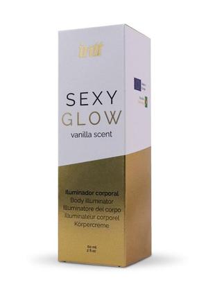 Крем-шимер для тіла intt sexy glow (60 мл) з олією ши та ароматом ванілі, сяйна засмагла шкіра3 фото