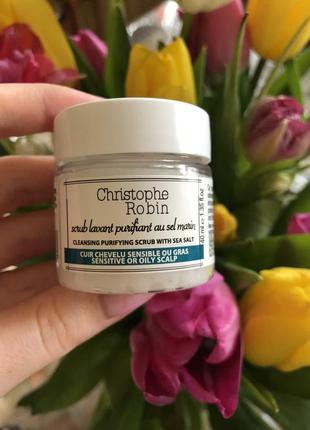Пілінг-скраб-шампунь для шкіри голови christophe robin cleansing purifying scrub with sea salt, 40 мл1 фото