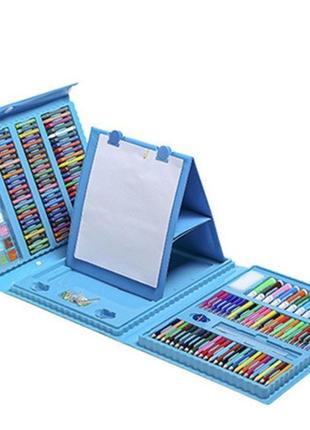 Набір для дитячої творчості у валізі з 208 предметів "чемодан творчості" блакитний marketopt