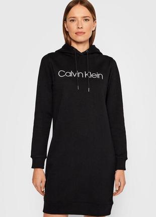 Calvin klein платье-толстовка с логотипом и капюшоном2 фото