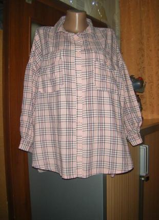 Трендовая рубашка в клетку, размер м - 14 - 48