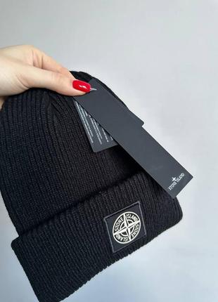 Шапка чоловіча чорна stone island4 фото