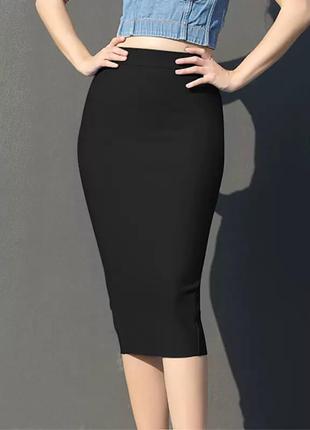 Женская базовая юбка-карандаш, черная. размер l1 фото