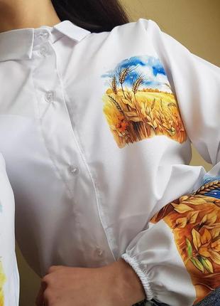 Красивая рубашка с украинским принтом5 фото