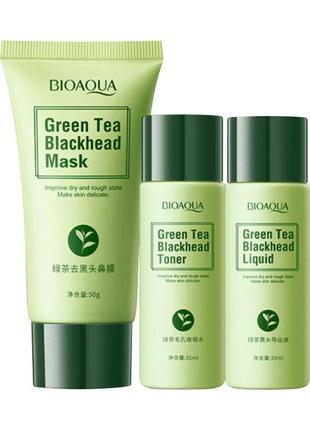 Набор от черных точек на основе экстракта зеленого чая bioaqua green tea blackhead marketopt