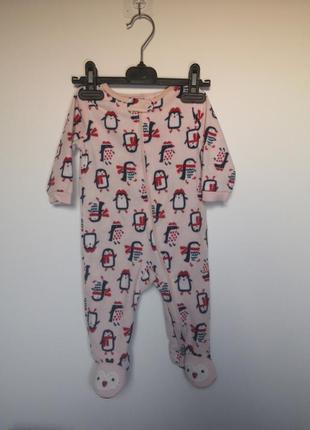 Флисовый слип человечек на 3-6 месяцев 62-68 см пижама тепла флисовая1 фото