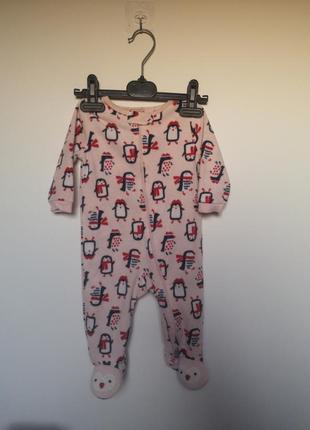Флисовый слип человечек на 3-6 месяцев 62-68 см пижама тепла флисовая6 фото