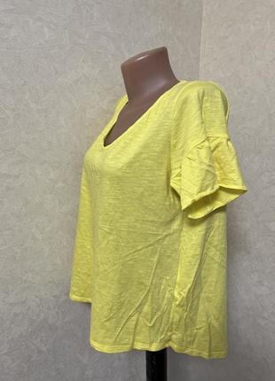 Футболка блуза promod жовта з завʼязками на спинці літня футболочка2 фото