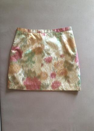Кольорова міні юбка золота спідниця h&m із блиском2 фото