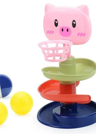 Развивающая игрушка баскетбол со спиральной горкой и 3 мячичками