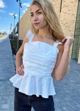 Елегантна літня блузка qjbm — білий колір, l (є розміри)