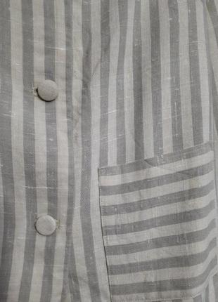 Пиджак льняной в полоску блуза свобоная с широким рукавом 3/4 р  м3 фото