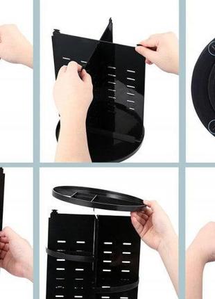 Поворотный органайзер для косметики и бижутерии 3d rotating 360° (черный, розовый, белый)5 фото