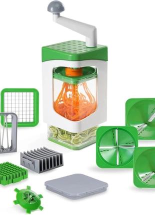 Овочерізка ручна nicer dicer 7в1 подрібнювач для нарізування овочів і фруктів із насадками та контейнером3 фото