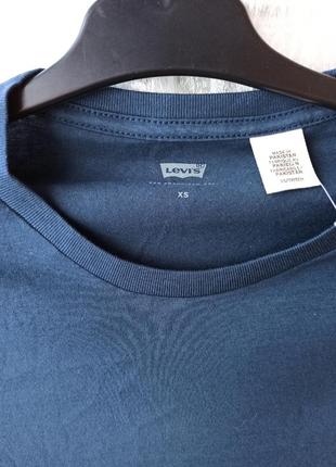 Красивая стильная фирм бренд футболка levis левай синяя хлопковая3 фото