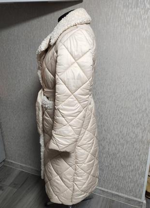 Стеганое пальто с отделкой мехом "тедди" в стиле альберто бини6 фото