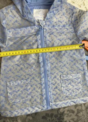 ☔️ прозрачный силиконовый дождевик грязепруф f&f 9-12 74-80 водозащитное прорезиненное голубое пальто с капюшоном куртка5 фото