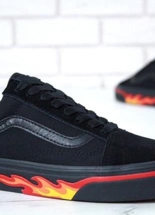 Чоловічі кросівки vans old skool black flame  / ванс олд скул3 фото