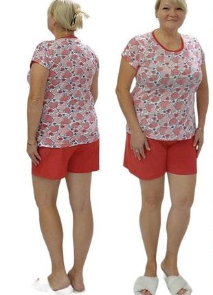 Піжама жіноча великого розміру футболка з шортами