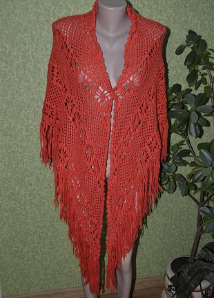 В'язаний хустку яскраво помаранчевого кольору , ручна робота , гачок