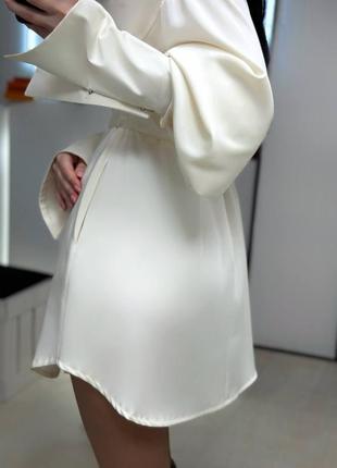 Платье-рубашка из плотного шелк-сатина с удлиненными манжетами10 фото