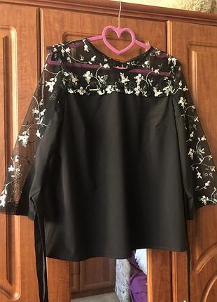 Блузка, кофта, черная блузка, шикарная кофта, цветы, кофточка