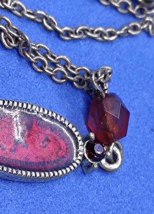 Кулон підвіска ланцюжок метал пластик скло 200 - 42-50см - 6,5см підвіска - 8,46грм