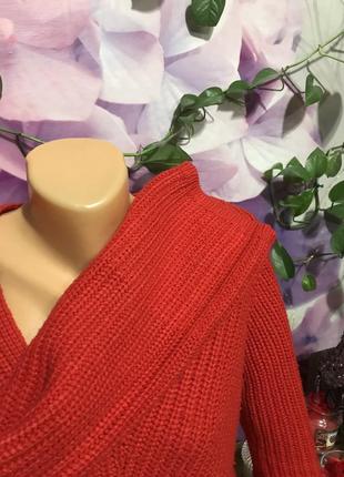 Свитер пуловер женский красный2 фото